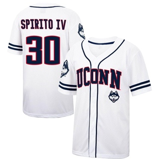 Frank Spirito IV Replica White Youth UConn Huskies Colosseum /Navy Free Spirited Baseball Jersey
