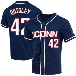 Stephen Quigley Replica Navy Men's UConn Huskies Full-Button Baseball Jersey
